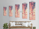 Cascading Pink Petals In Delicate Canvas, Tall Skinny Framed Wall Art For Feng Shui-Inspired Spaces, Japanese Style Art