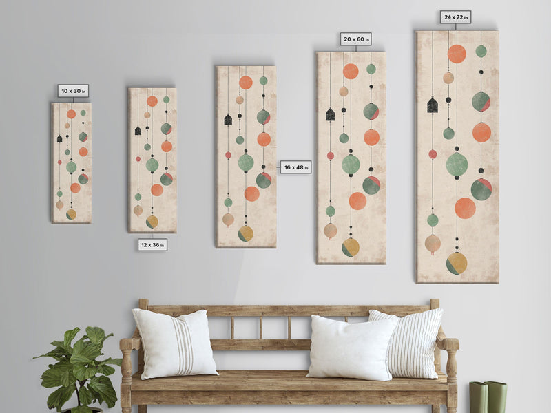 Abstract Hanging Lanterns On A Rustic Background â€“ Framed Canvas Print With Skinny Art And Tall Art In Ukiyo-E Art And Japanese Style Art