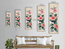 Floral Bouquet With Pink And Red Flowers - Skinny Art Tall Art Framed Canvas Print Japanese Style Art Ukiyo-e Art