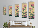 Pink Hydrangea Flowers In Bloom - Skinny Art Tall Art Framed Canvas Print Japanese Style Art Ukiyo-e Art