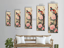 Majestic Pheasant Among Blossoms And Red Berries In Traditional Ukiyo-e Art Framed Canvas Print Japanese Style Skinny Art Tall Art