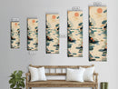 Tranquil Pond With Lotus Flowers And Leaves In Japanese Style Ukiyo-e Art Framed Canvas Print Skinny Art Tall Art