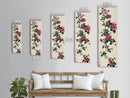 Pink Hibiscus Flowers On Branch Skinny Art Wood Block Print Japanese Style Art Framed Canvas Print Tall Art Ukiyo-e Art