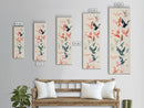 Origami Crane Birds Skinny Art Tall Art Japanese Ukiyo-e Inspired Framed Canvas Print Perfect for Modern Minimalist Spaces