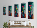 Abstract Desert Cactus Wildflower Art Framed Canvas Print | Southwest Wall Art | Botanical Prints | Boho Wall Art | Moody Art