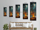 Moonlit Bonfire Canvas Print Rustic Wall Art Coastal Landscape Art Above Sofa Art Tall Narrow Art Nautical Decor Moody Art