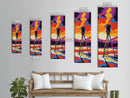 Campfire Under Sunset Framed Canvas Print Southwest Wall Art Rustic Art Moody Art Tall Skinny Art Living Room Art