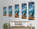 Vintage Covered Wagon Painting Framed Canvas Print, Rustic Wall Art, Farmhouse Art, Moody Art, Landscape Painting, Southwest Wall Art