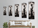 Black and White Cowboy Art Framed Canvas Print, Rustic Wall Art, Moody Art, Southwest Wall Art, Vintage Horse Art, Tall Narrow Art