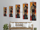 Lone Cowboy Sunset Framed Canvas Print southwest wall art extra wide art rustic wall art pink orange wall art bold decor cowboy art