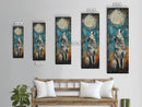 Full Moon Howling Wolf Canvas Print moody art, celestial wall art, nighttime painting, rustic decor, mountain painting, above bed wall art, blue and green wall art, bedroom art, southwest wall art