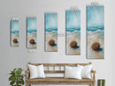 Serene Beach Nest Framed Canvas Print coastal landscape art wabi sabi wall art minimalist art nautical decor ocean painting seascape
