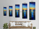 Vibrant Lake Reflection Framed Canvas Print lake Tahoe art landscape painting sunset over water coastal decor extra wide wall art