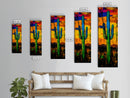 Vibrant Cactus Sunset Canvas Print, Southwest Wall Art, Desert Art, Bright Colorful Wall Art, Moody Art, Joshua Tree Art, Gift Idea, Vertical Wall Art