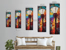 Vibrant Windmill Wall Art Canvas Print Rustic Farmhouse Art Colorful Abstract Painting Tall Skinny Art Living Room Art