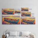 Sunset Canoe, seascape painting, coastal painting, nautical wall art, above sofa art, ocean decor, bright colors, Canvas Print