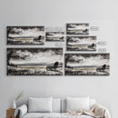 Covered Wagon, barn landscape oil painting, rustic wall art, farmhouse decor, panoramic art, smoky mountain art, Framed Canvas Print, landscape