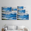 Ocean Waves, coastal decor, nautical painting, blue and green wall art, surf wall art, lake Tahoe art, Framed Canvas Print, panoramic art