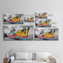 Colorful Rusted Ship Canvas Print | Nautical Wall Art | Coastal Painting | Moody Art | Extra Wide Art | Above Sofa Art | Wabi Sabi Art