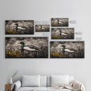 Loon Water Bird, Black and White Painting, Rustic Wildlife Art, Nature Wall Art, Lake House Decor, Framed Canvas Print, Extra Wide Art