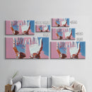 Hands Abstract Art, Pop Art Painting, Whimsical Art, Pink and Blue Wall Art, Modern Decor, Framed Canvas Print, Unique Gift Idea