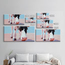 Longhorn Cow, Bull and Bear Art, Rustic Decor, Farmhouse Art, Southwest Wall Art, Light Pink Wall Art, Canvas Print, Living Room Art