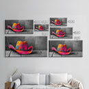 Vibrant Cowboy Hat Framed Canvas Print | Western Wall Art | Chicano Art | Moody Art | Southwest Decor | Rustic Art | Extra Wide Art