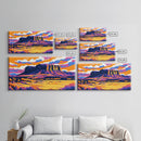 Mesa, desert sunset, southwest decor, extra wide wall art, western landscape painting, panoramic painting, framed canvas print