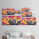 Joshua Tree, desert landscape, sunset art, boho decor, southwest wall art, extra wide art, framed canvas print, panoramic painting