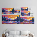 Lake Tahoe Art, mountain painting, scenic sunset print, southwest wall art, panoramic art, extra wide art, framed canvas print