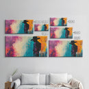 Silhouette Cowboy Art, rustic wall art, western painting, moody art, cowboy painting, extra wide art, farmhouse decor, canvas print, gift idea