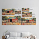 Rustic Barn Scene, barn landscape oil painting, western wall art, farmhouse decor, rural life painting, extra wide art, framed canvas print, wabi sabi art