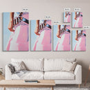 Pink cowgirl, western belt, black cowgirl painting, light pink wall art, southwestern art, cowboy aesthetic, framed canvas print, rustic art