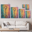Abstract Key Painting, Bold Colorful Art, Wabi Sabi Wall Art, Southwest Wall Decor, Framed Canvas Print, Gift Idea, Modern Art