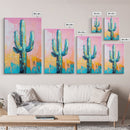 Abstract Cactus Painting, Boho Desert Art, Pink Green Wall Art, Southwest Wall Decor, Framed Canvas Print, Bold Colorful Art