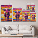 Pop Art Cow, Pink Orange Wall Art, Southwest Wall Art, Canvas Print, Rustic Decor, Farmhouse Art, Living Room Art, Bold Wall Art