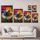 Western Cowboy Hat, rustic decor, graffiti wall art, vibrant color art, framed canvas print, southwest wall art, moody art