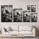 Bald Eagle, majestic bird, black and white, rustic decor, wildlife painting, nature art, framed canvas print, farmhouse wall art