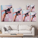 Woman Portrait, Pink Wall Art, Framed Canvas Print, Light Pink Wall Art, Moody Art, Coastal Cowgirl Wall Art, Boho Art, Minimalist Art