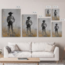 Lone Cowboy, Rustic Art, Western Wall Art, Wabi Sabi Art, Vintage Horse Art, Moody Art, Canvas Print, Framed Cowboy Painting