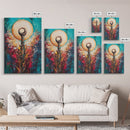 Sacred Symbol Artwork, sacred geometry wall art, abstract energy art, teal wall art, mystical artwork, framed canvas print, boho art, moody art