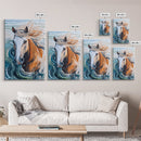 Wild Horse Painting, Coastal Horse Art, Nautical Wall Art, Rustic Wall Art, Boho Art, Canvas Print, Farmhouse Art, Gift Idea