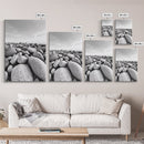 Stone beach, coastal landscape art, black and white art, wabi sabi wall art, minimalist art, nature photography, framed canvas print