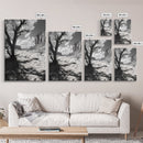 Desert landscape, Joshua tree art, western wall art, framed canvas print, southwest decor, black and white nature, rustic desert scene