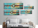 Abstract Metal Ring, geometric wall art, southwest wall art, rustic decor, moody art, tall narrow art, wabi sabi art, Framed Canvas Print