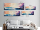 Ocean Sunset Waves, coastal painting, seascape painting, nautical wall art, pink orange wall art, extra wide art, Canvas Print