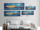 Paddle, nautical wall art, coastal decor, ocean painting, panoramic art, extra wide art, blue and green wall art, Framed Canvas Print