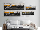 Howling Wolf Art, coyote painting, southwest wall art, rustic decor, black and white art, extra wide art, framed canvas print, panoramic painting