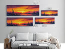 Sunset Cactus Art, southwest wall art, desert landscape painting, extra wide art, panoramic painting, framed canvas print, rustic decor, horizontal wall art