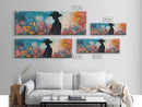 Black cowgirl painting, western decor, wildflower painting, boho art, extra wide art, framed canvas print, rustic decor, poppy wall art
